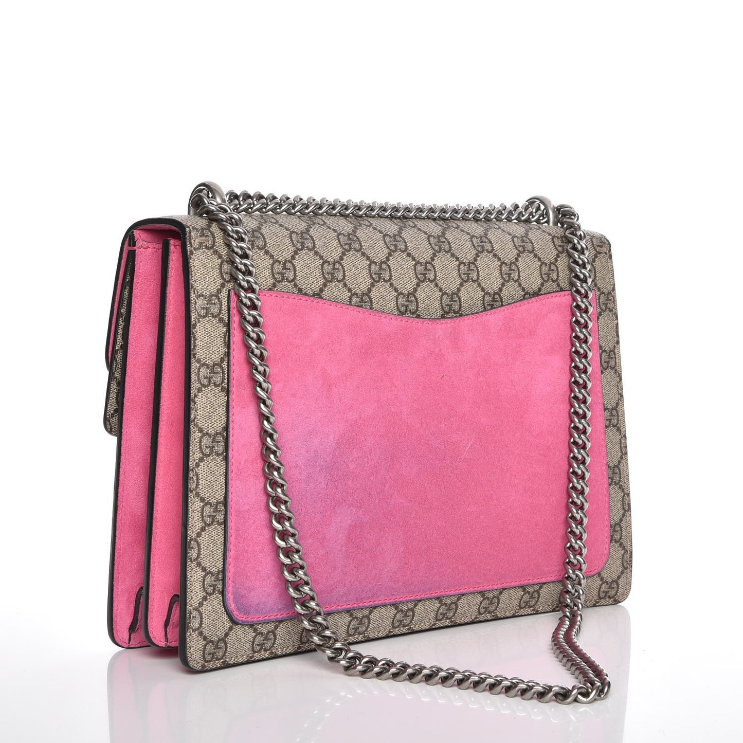 GG Supreme Monogram Suede Pierced Heart Embroidered Medium Dionysus Shoulder Bag Beige Ebony Pink Tropical Flower