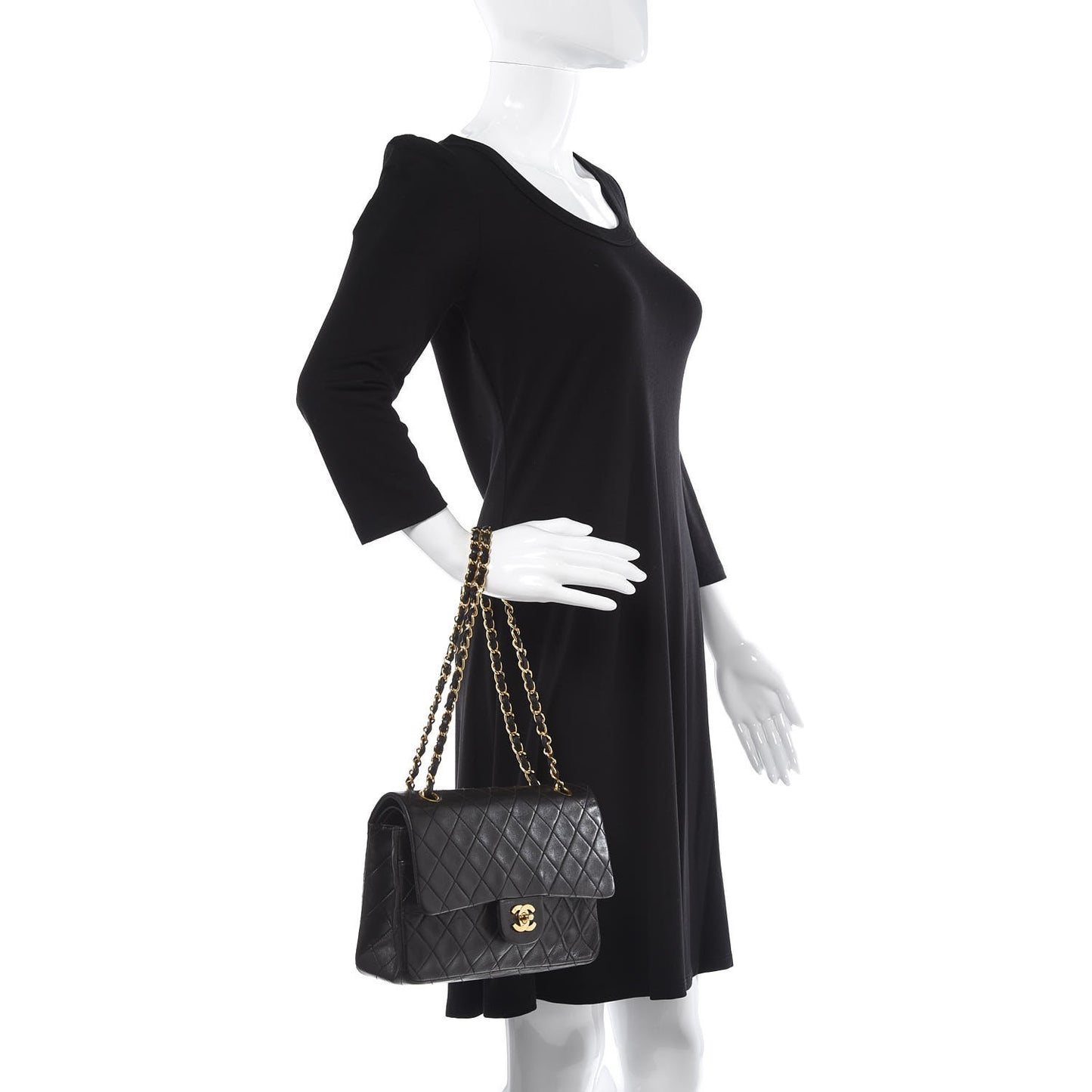 Lambskin Quilted Medium Double Flap Black
