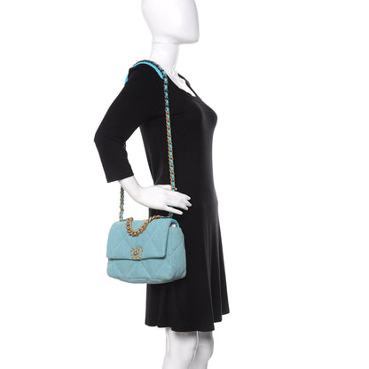 Chanel Denim Quilted Medium Chanel 19 Flap Neon Blue 2 of 10