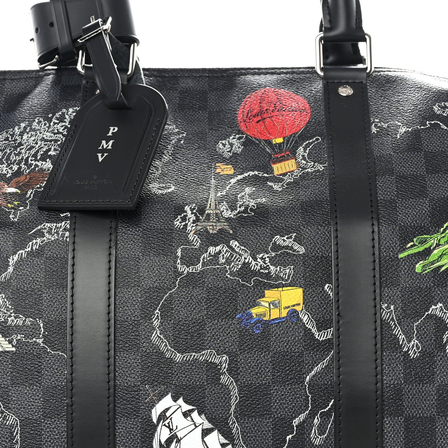 Damier Graphite World Map Keepall Bandouliere 50