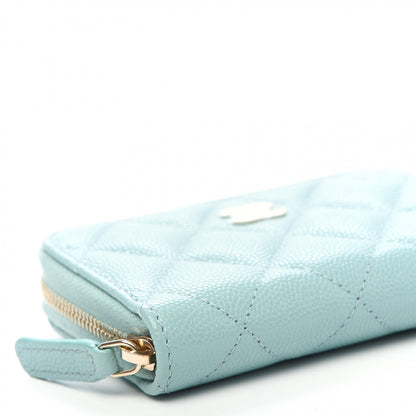 Chanel Caviar Quilted Zip Coin Purse Light Blue 6 of 10