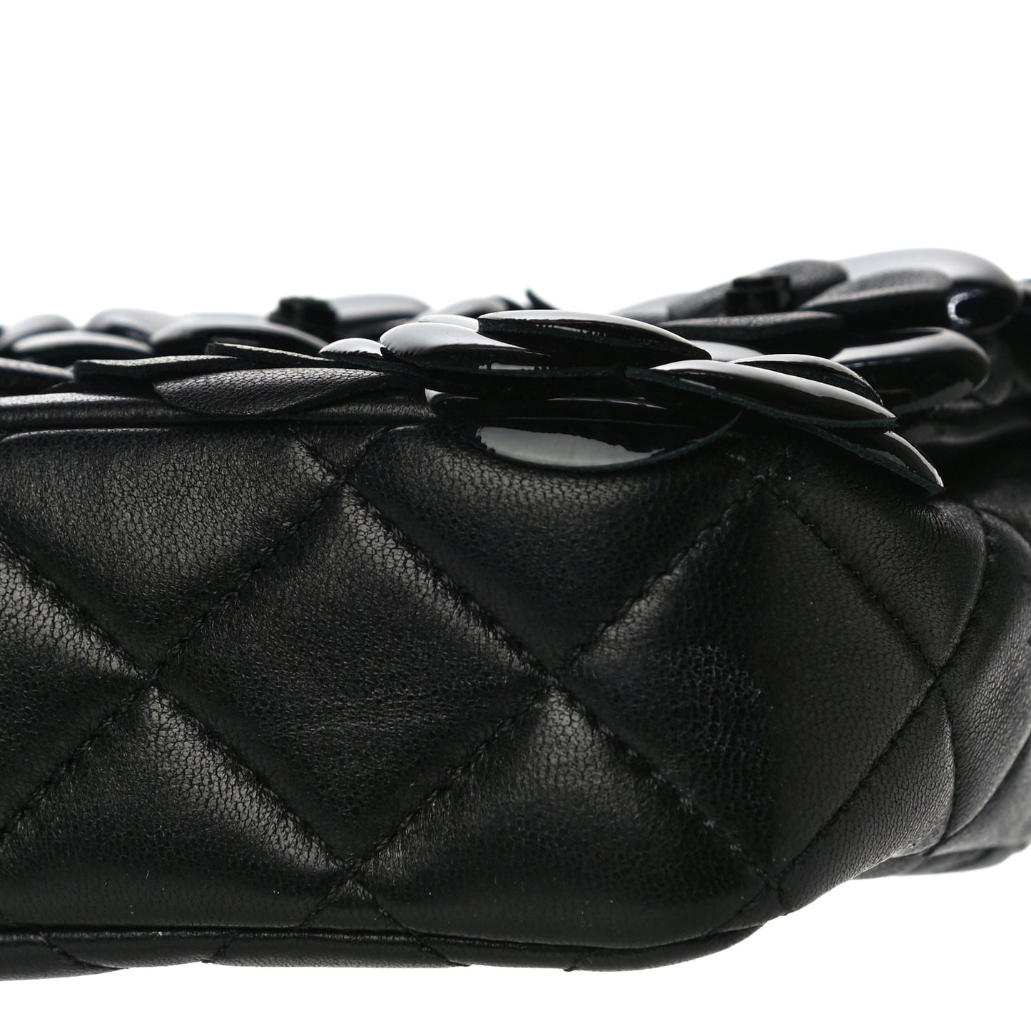 Lambskin Patent Mini Camellia Flap Black