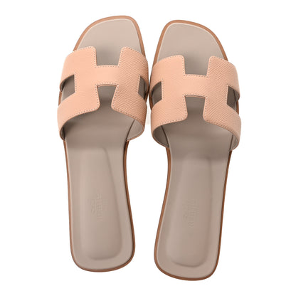 Hermes Epsom Calfskin Oran Sandals 39 Beige Perlino 2 of 10