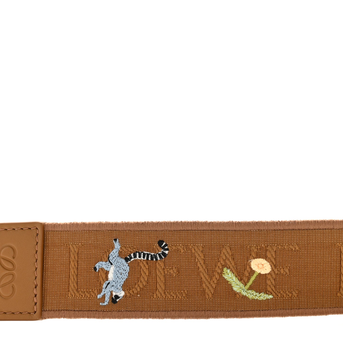 X SUNA FUJITA Calfskin Lemur Jacquard Anagram Strap Brown