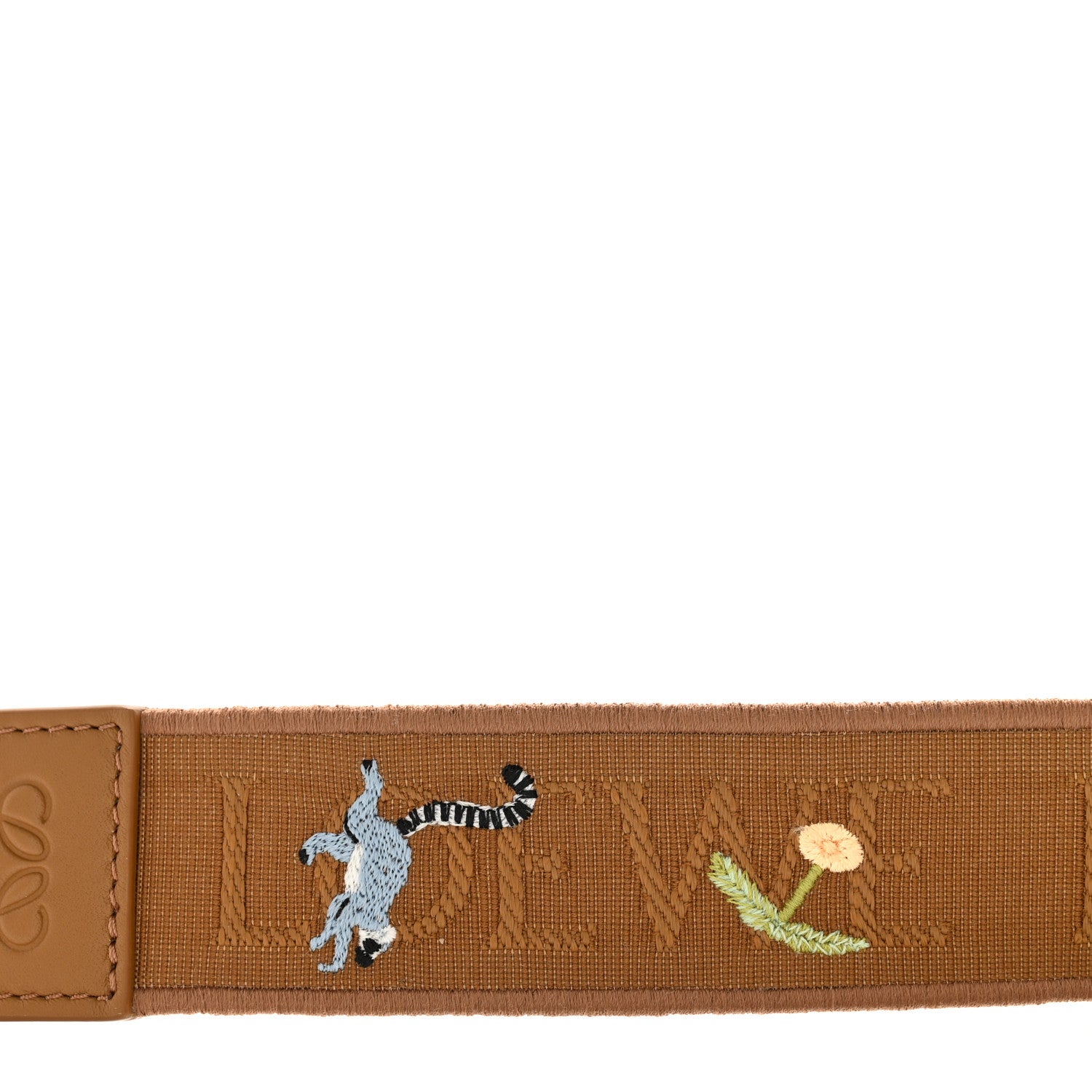 Loewe X SUNA FUJITA Calfskin Lemur Jacquard Anagram Strap Brown 3 of 5
