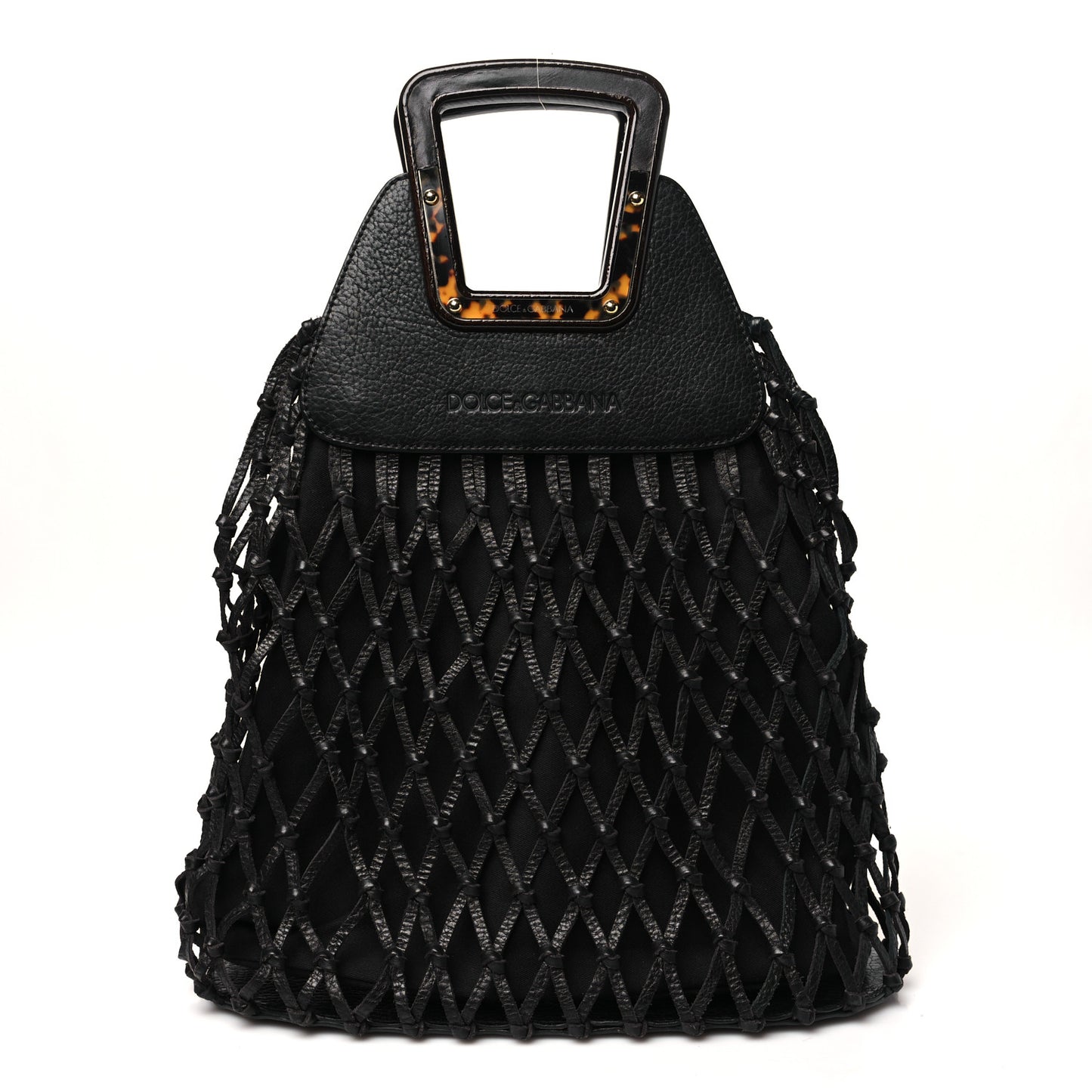 Calfskin Net Frame Tote Black