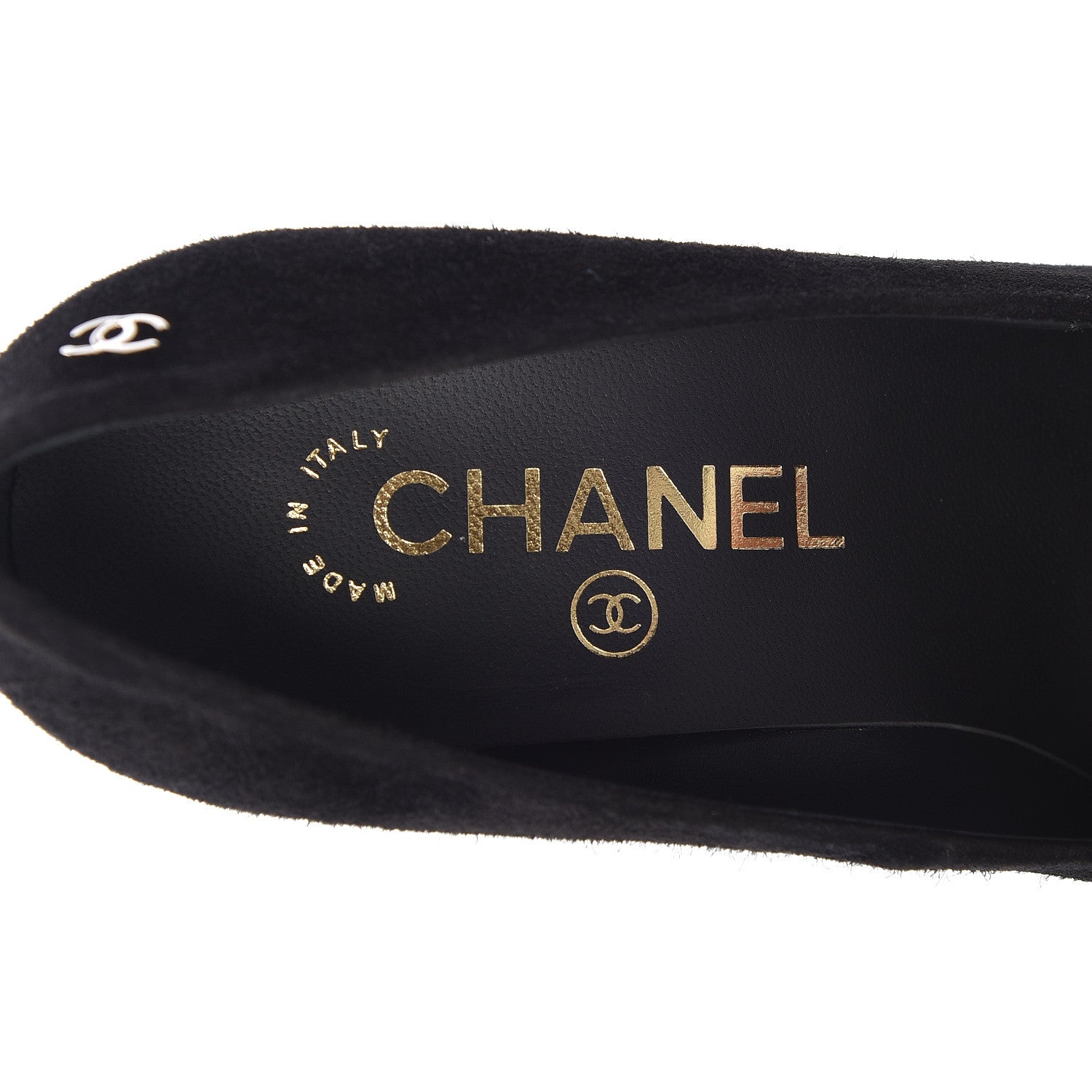 Chanel Suede Calfskin Grosgrain CC Pumps 35.5 Black 6 of 9