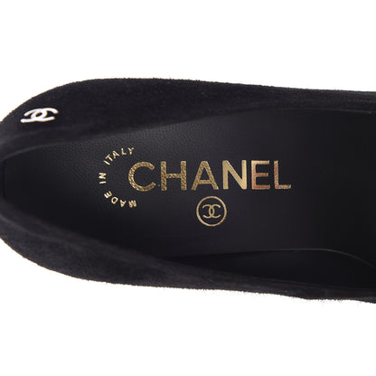Chanel Suede Calfskin Grosgrain CC Pumps 35.5 Black 6 of 9