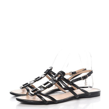 Chanel Glazed Calfskin CC Sandals 40 Black 3 of 12