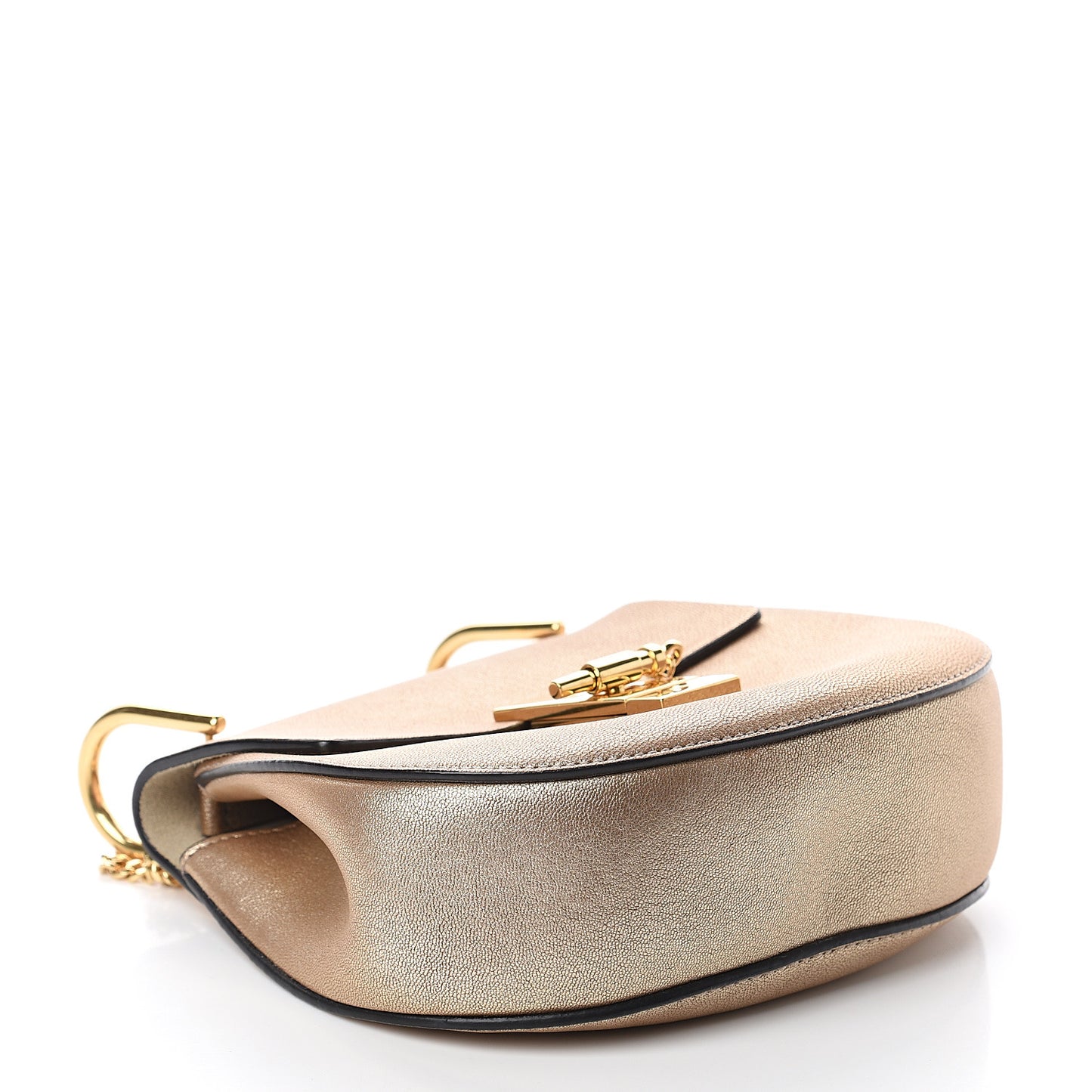 Metallic Goatskin Drew Shoulder Bag Abstract Gold