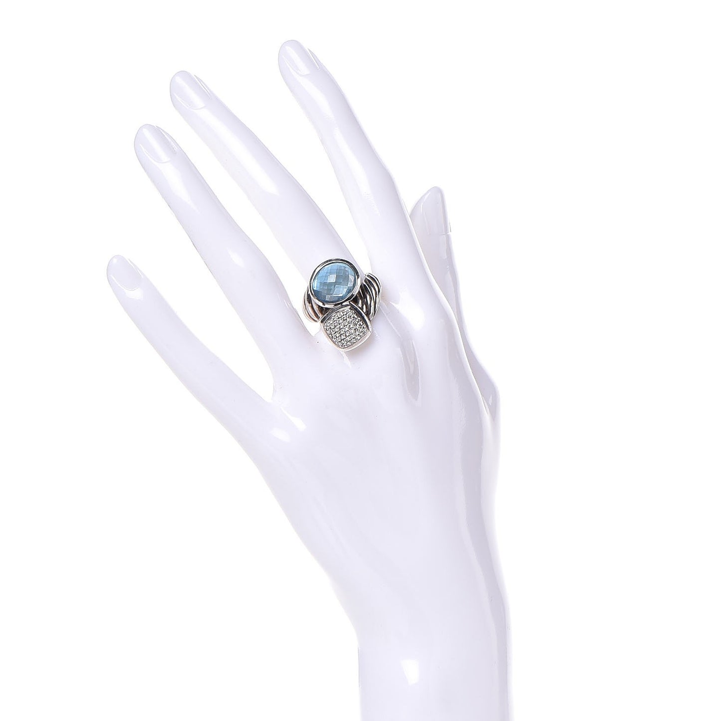Sterling Silver Blue Topaz Diamond Bypass Renaissance Ring 55 7.25