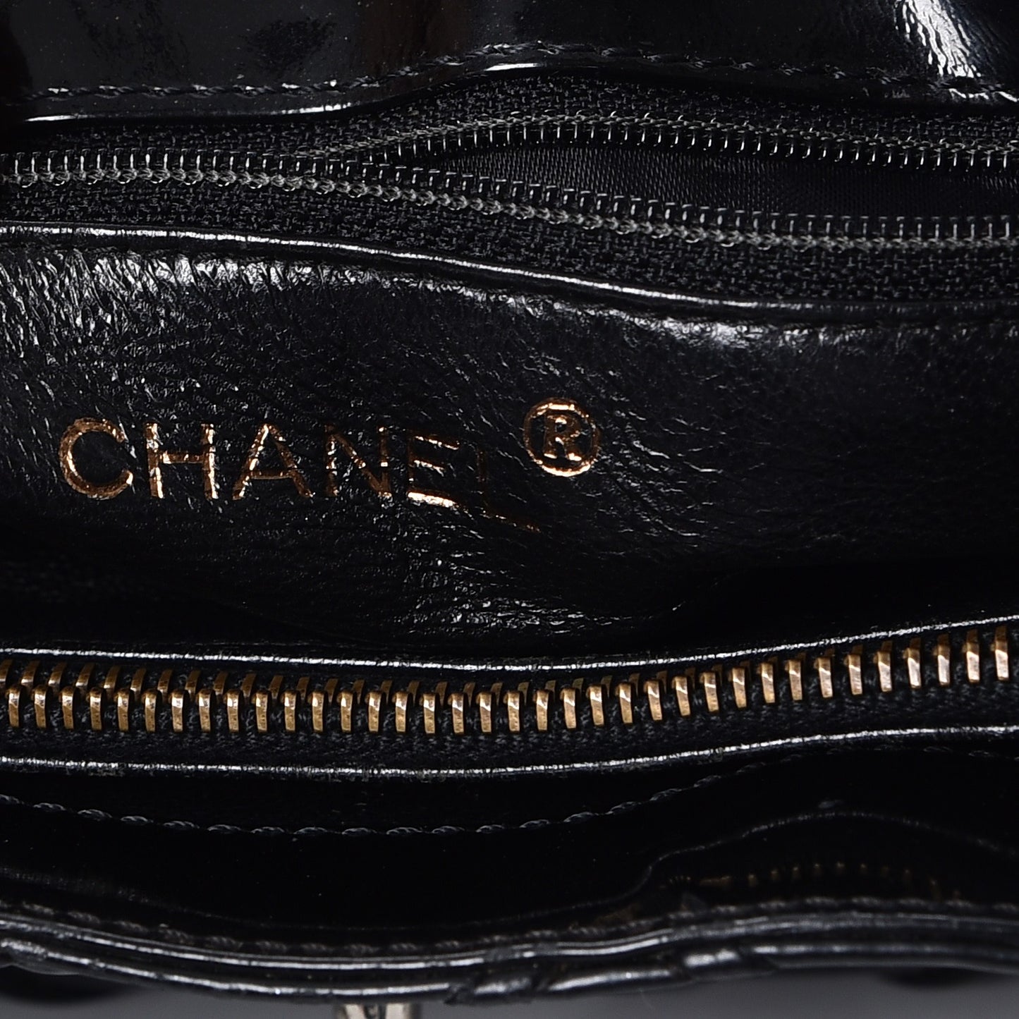 Patent Diamond Stitched Shoulder Bag Black