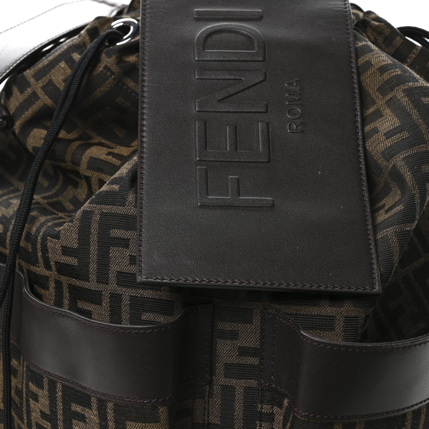 Fendi Recycled Fabric Jacquard Vitello Astro FF 1974 Large Fendi Strike Backpack Tobacco Moro Ebano 8 of 10