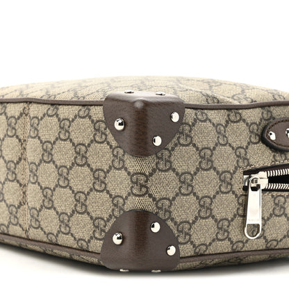 Gucci GG Supreme Monogram Textured Calfskin Square Messenger Bag Beige Ebony New Acero 9 of 11