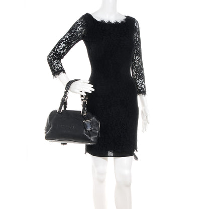 Prada Vitello Daino Print Medium Bauletto Nero Black 2 of 10