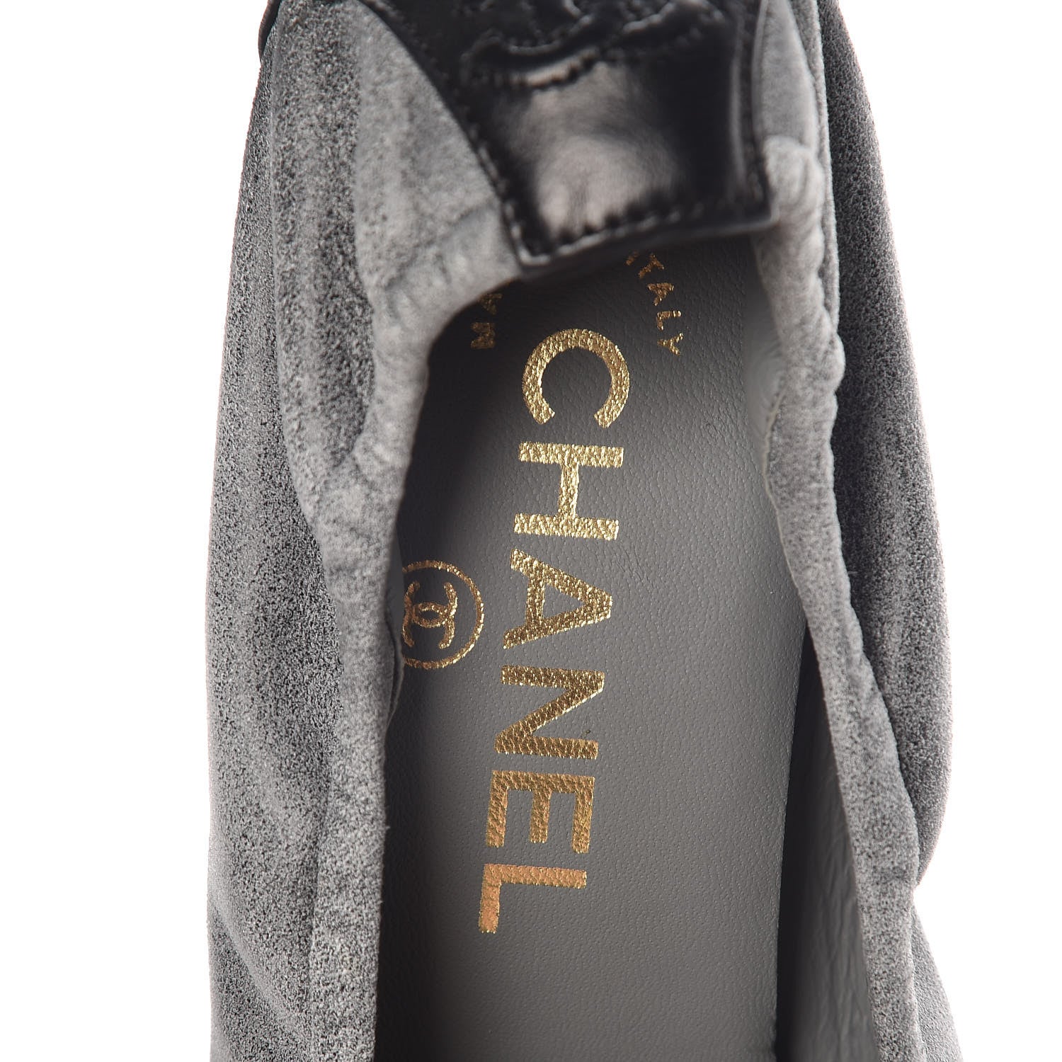 Chanel Suede CC Cap Toe Pumps 38.5 Grey Black 8 of 10