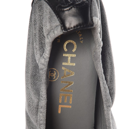Chanel Suede CC Cap Toe Pumps 38.5 Grey Black 8 of 10