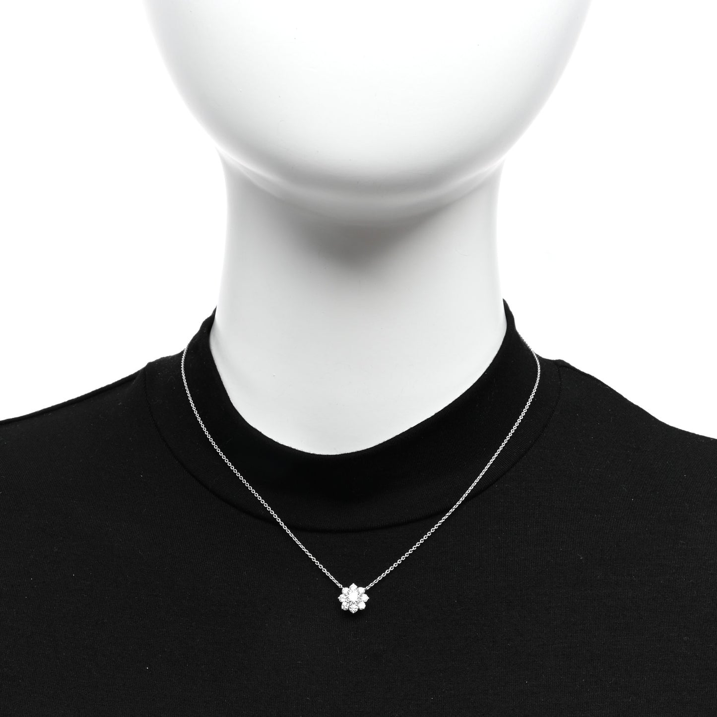 Platinum Diamond Petite Sunflower Pendant Necklace