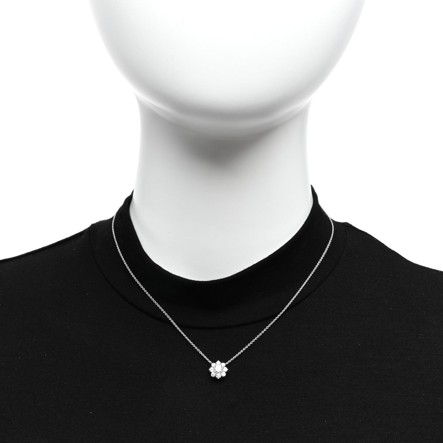 Harry Winston Platinum Diamond Petite Sunflower Pendant Necklace 2 of 5