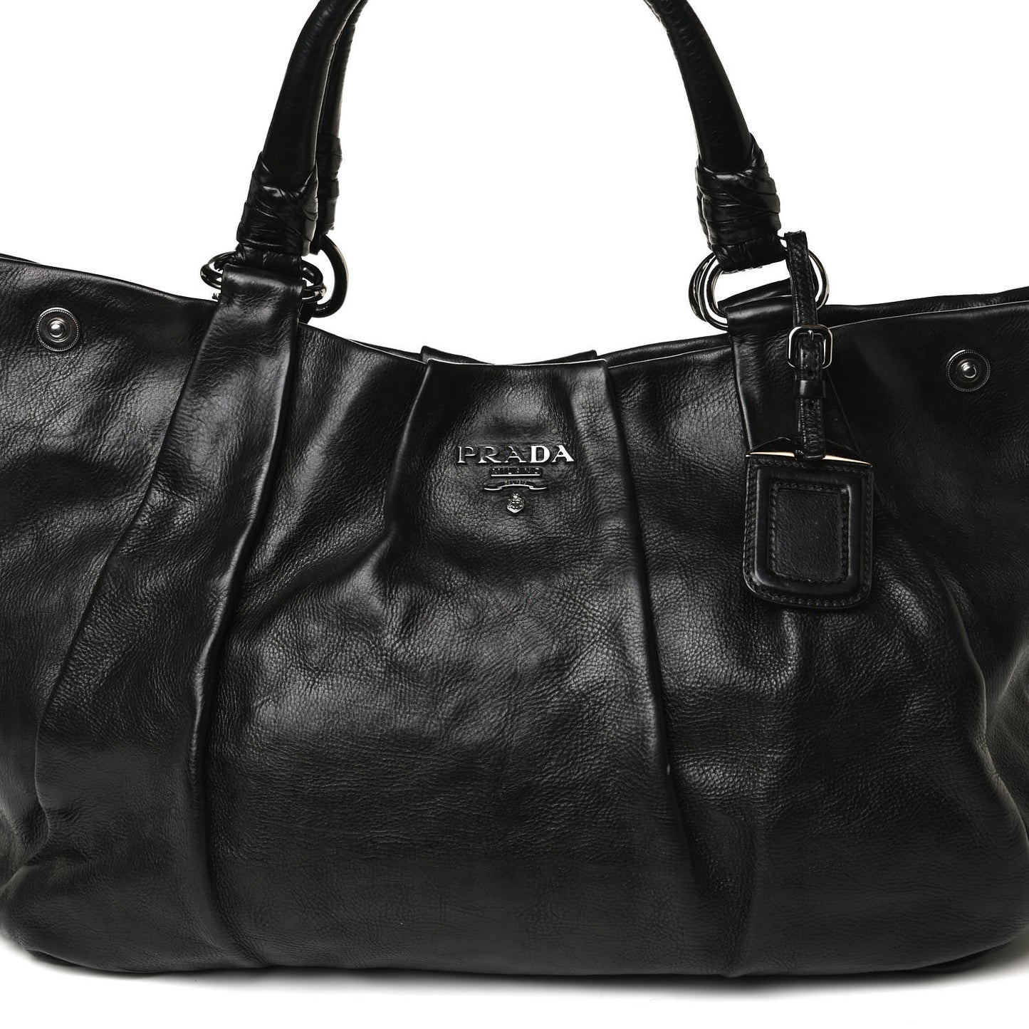 Soft Calf Pleated Shoulder Bag Black