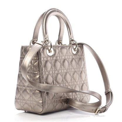 Christian Dior Metallic Calfskin Cannage Medium Lady Dior Gold 3 of 11