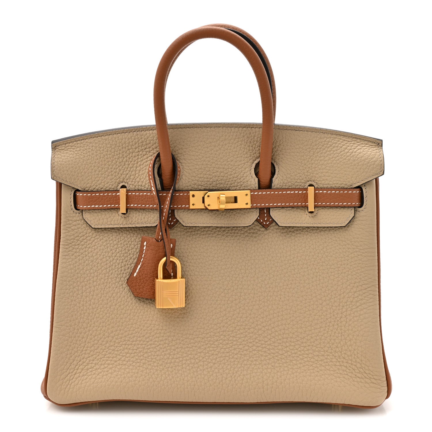 Hermes Togo Horseshoe Birkin 25 Trench Gold 1 of 12