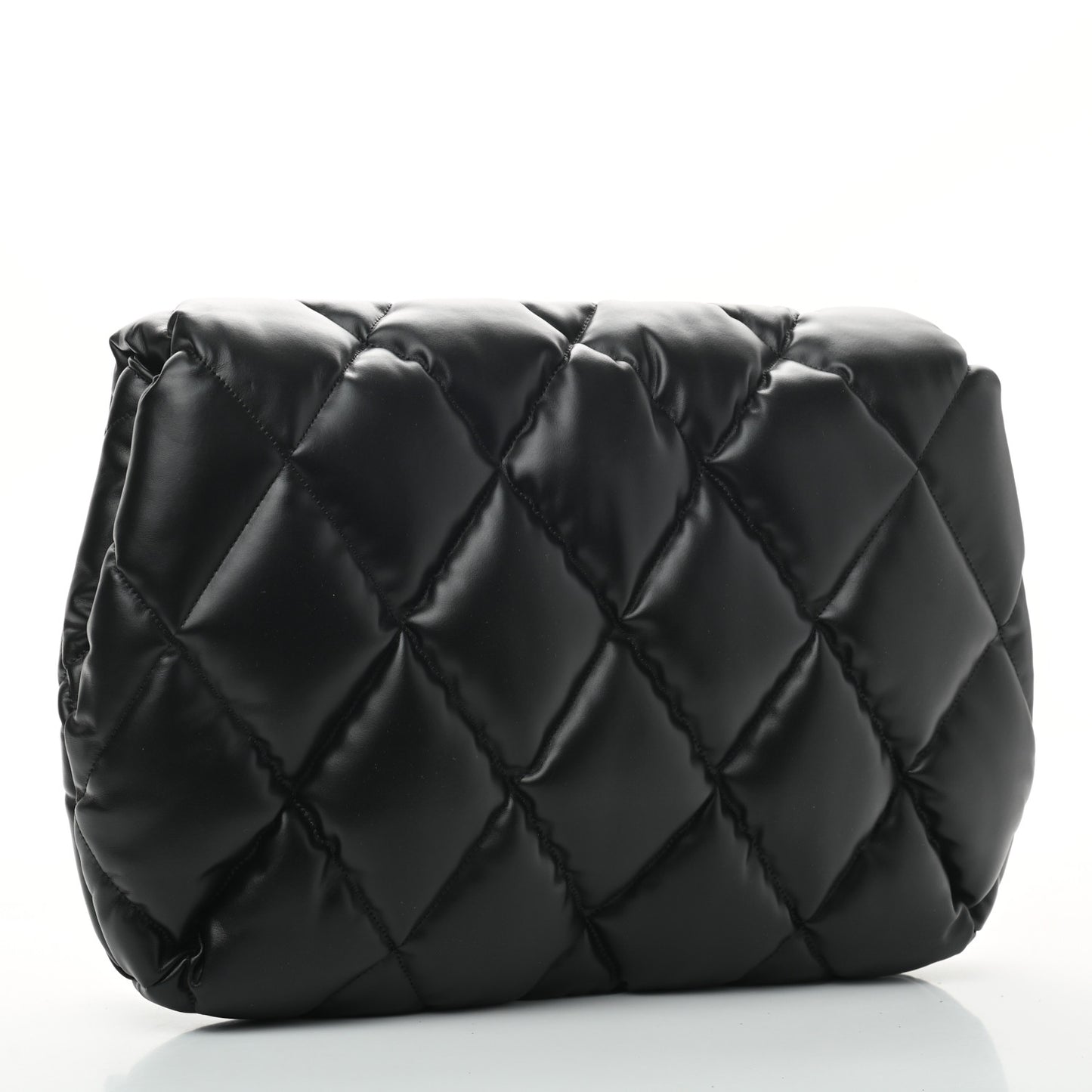 Nappa Calfskin Quilted Touch B Clutch Bag Black