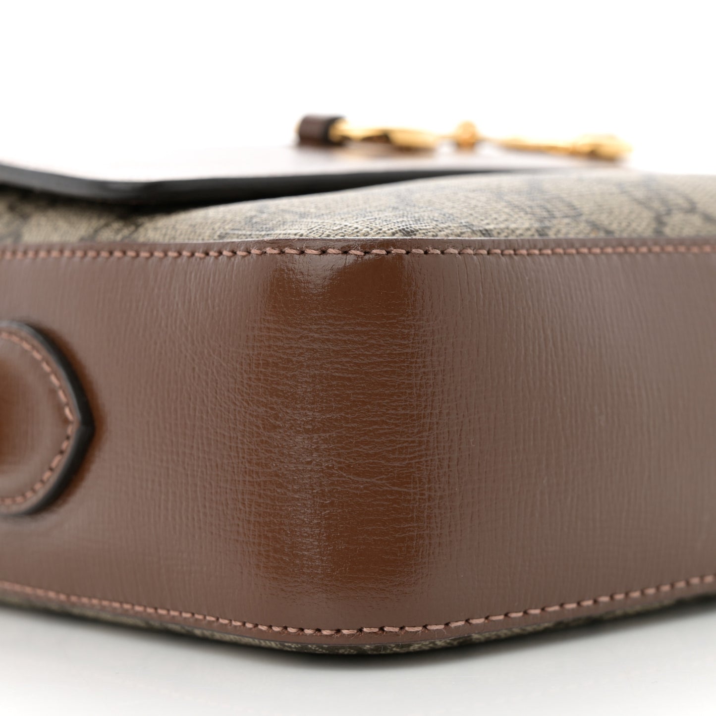 GG Supreme Monogram Small Horsebit 1955 Shoulder Bag Beige Brown Sugar