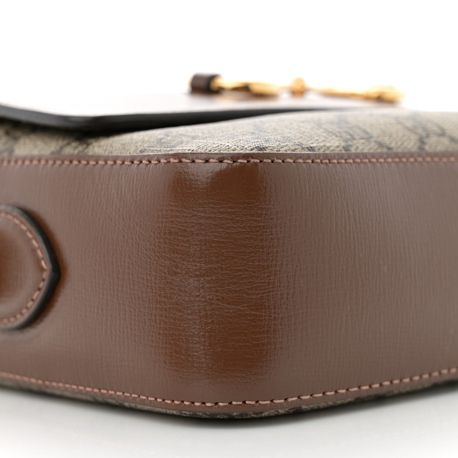 Gucci GG Supreme Monogram Small Horsebit 1955 Shoulder Bag Beige Brown Sugar 9 of 13