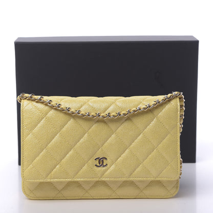 Chanel Iridescent Caviar Quilted Wallet on Chain WOC Yellow 12 of 12