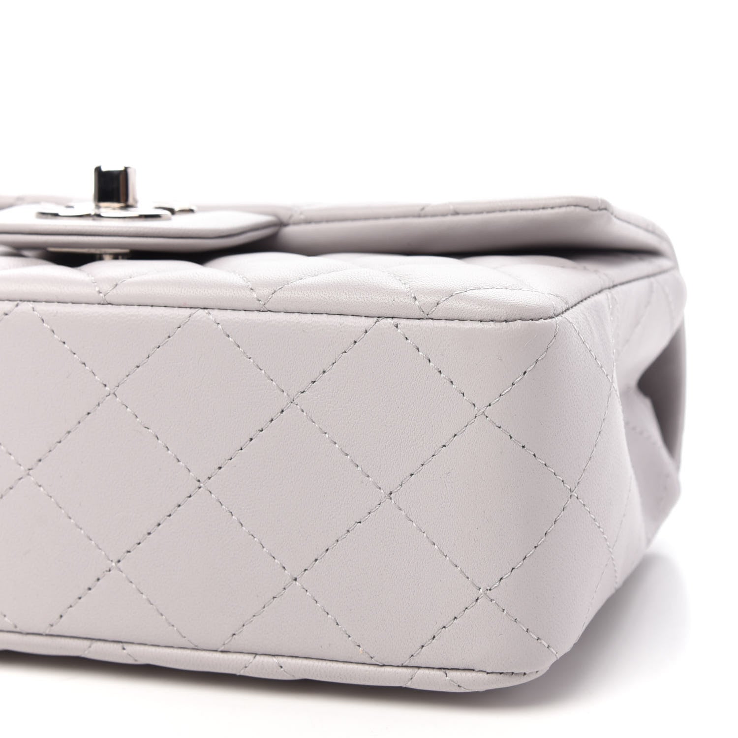 Chanel Lambskin Quilted Mini Rectangular Flap Grey 7 of 10