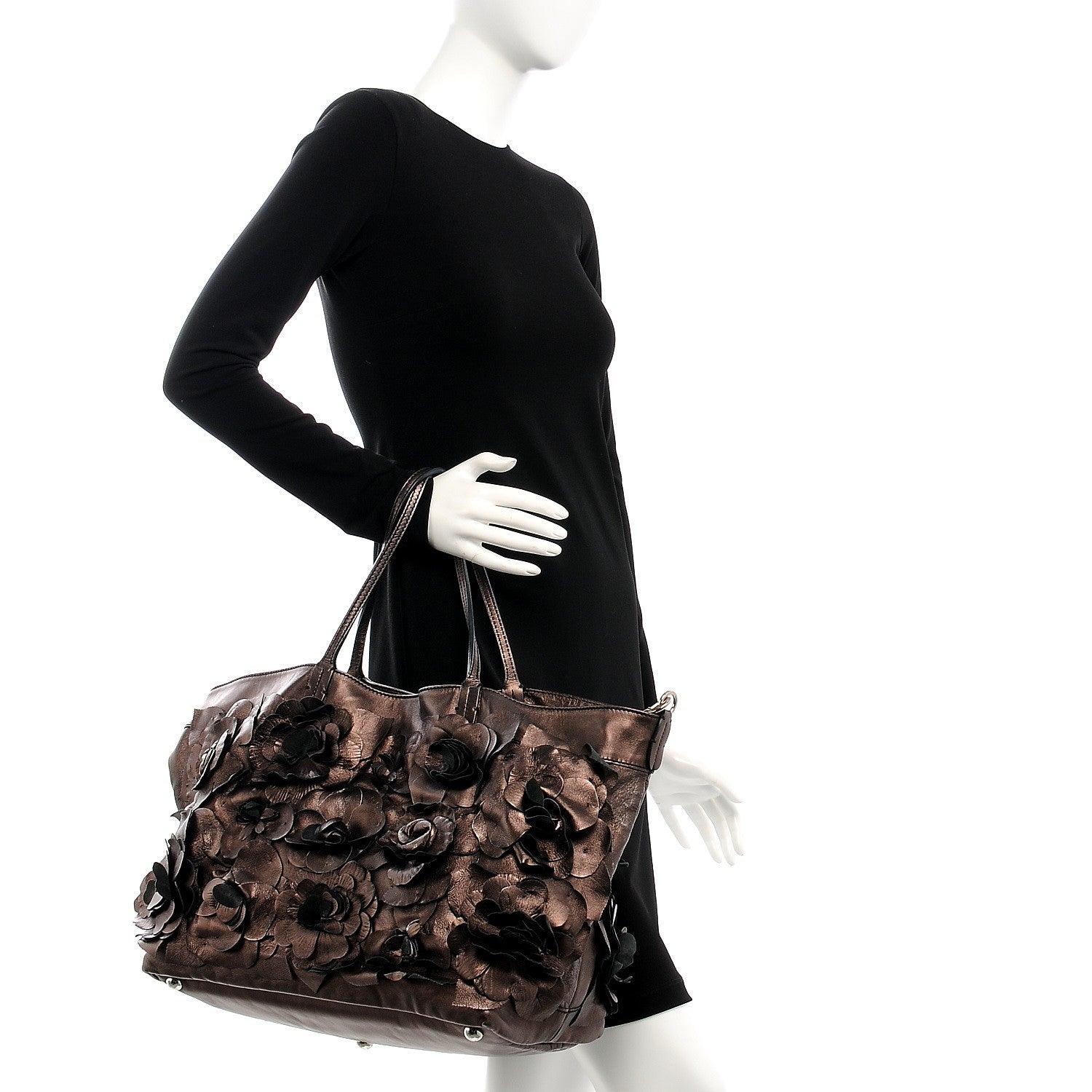 Valentino Garavani Metallic Nappa Floral Tote 3 of 10