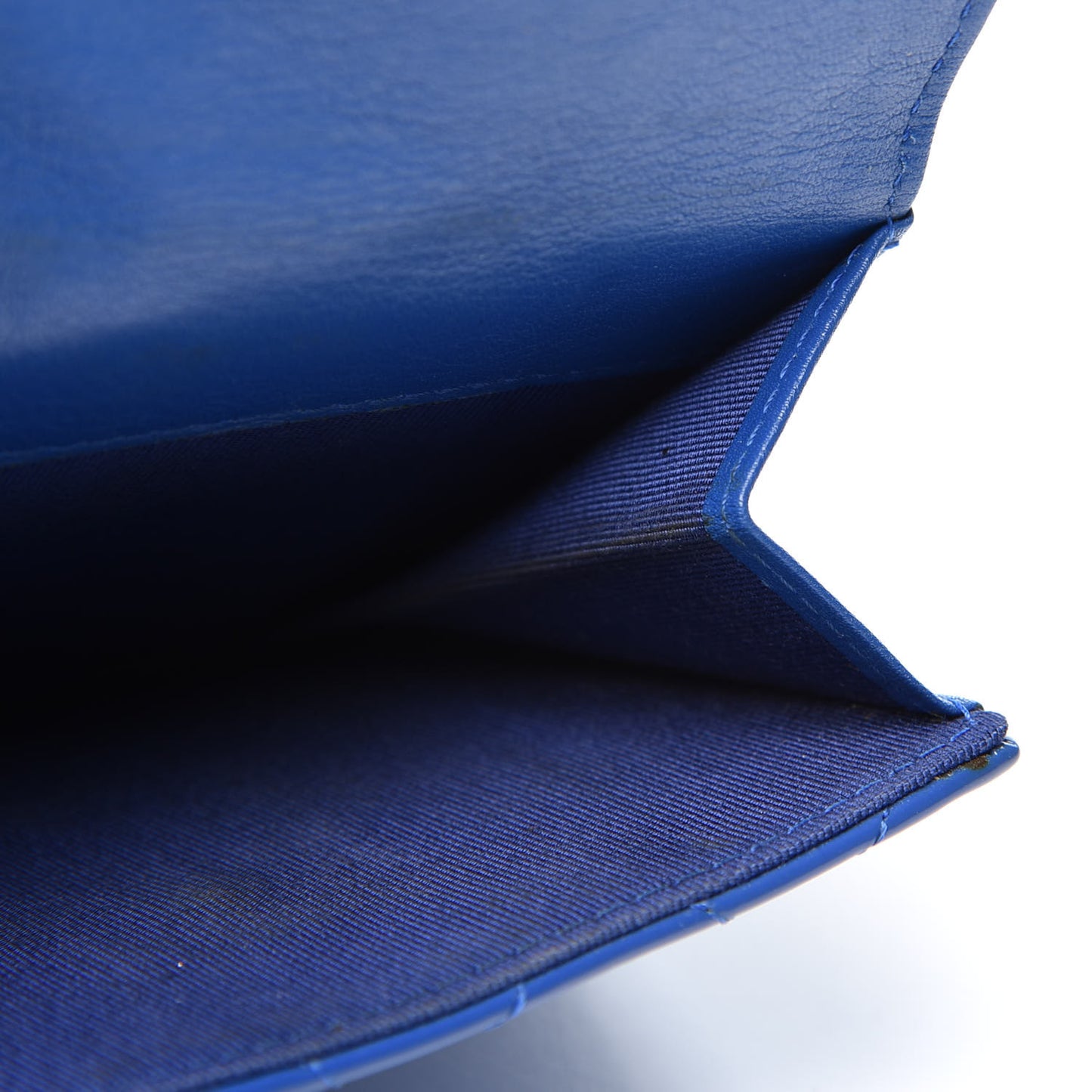 Patent Quilted Compact French Flap Wallet Blue
