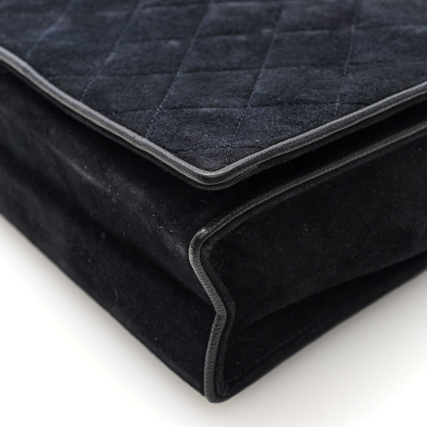 Suede Quilted CC Small Single Flap Black