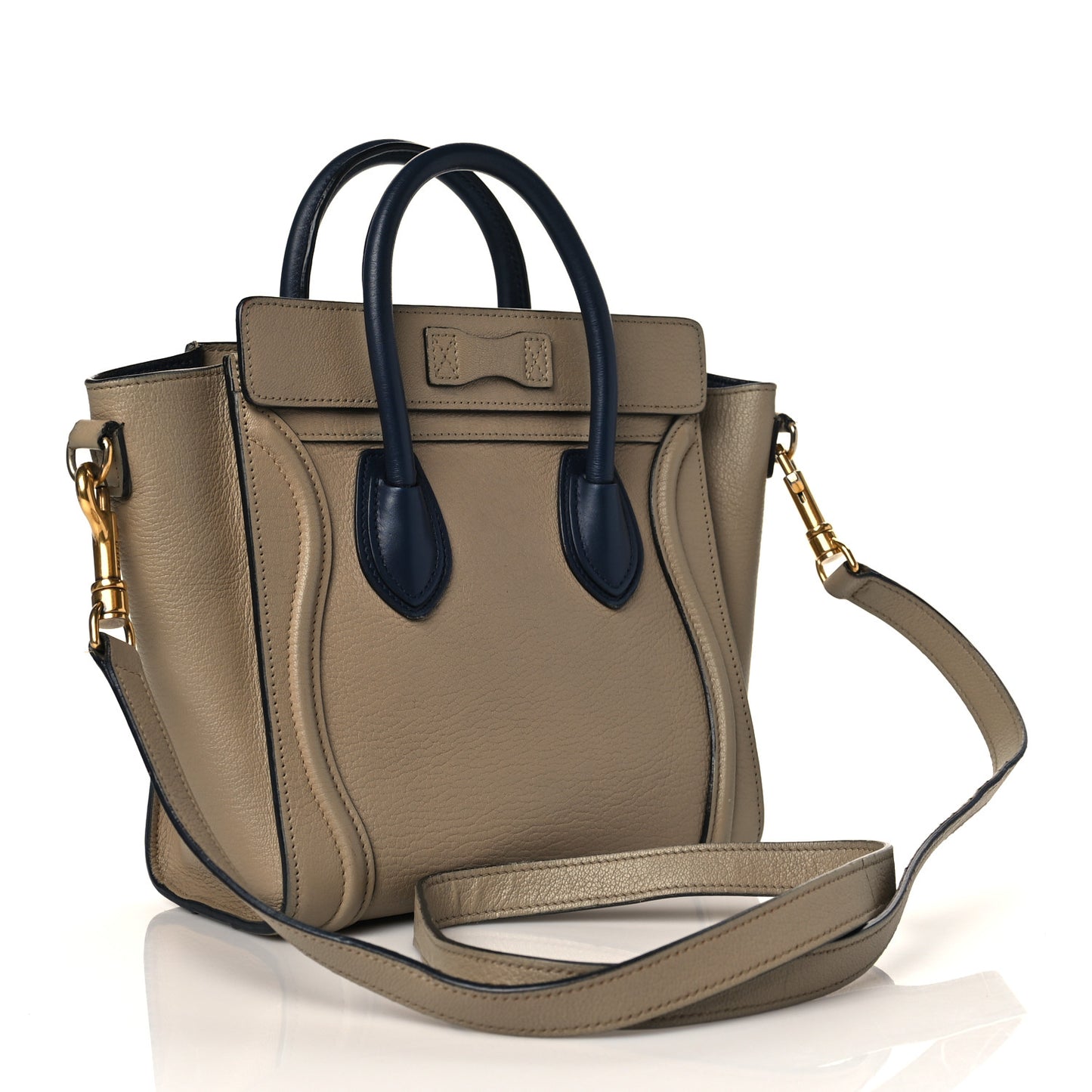 Drummed Calfskin Bi-Color Nano Luggage Navy Dune