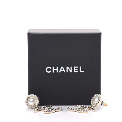 Chanel Crystal Pearl Bow-tiful CC Drop Earrings Gold 6 of 6
