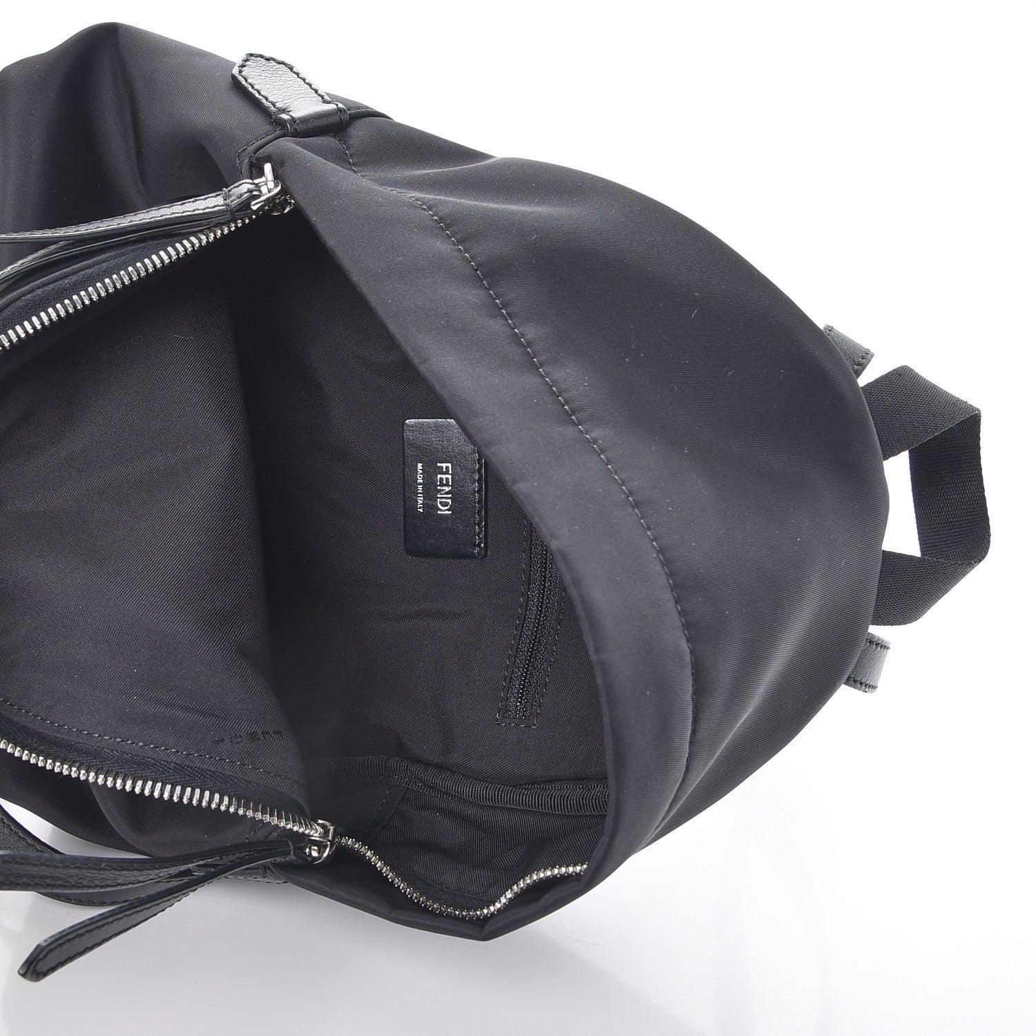 Fendi Nylon Shearling Apple Mini Backpack Black 5 of 7