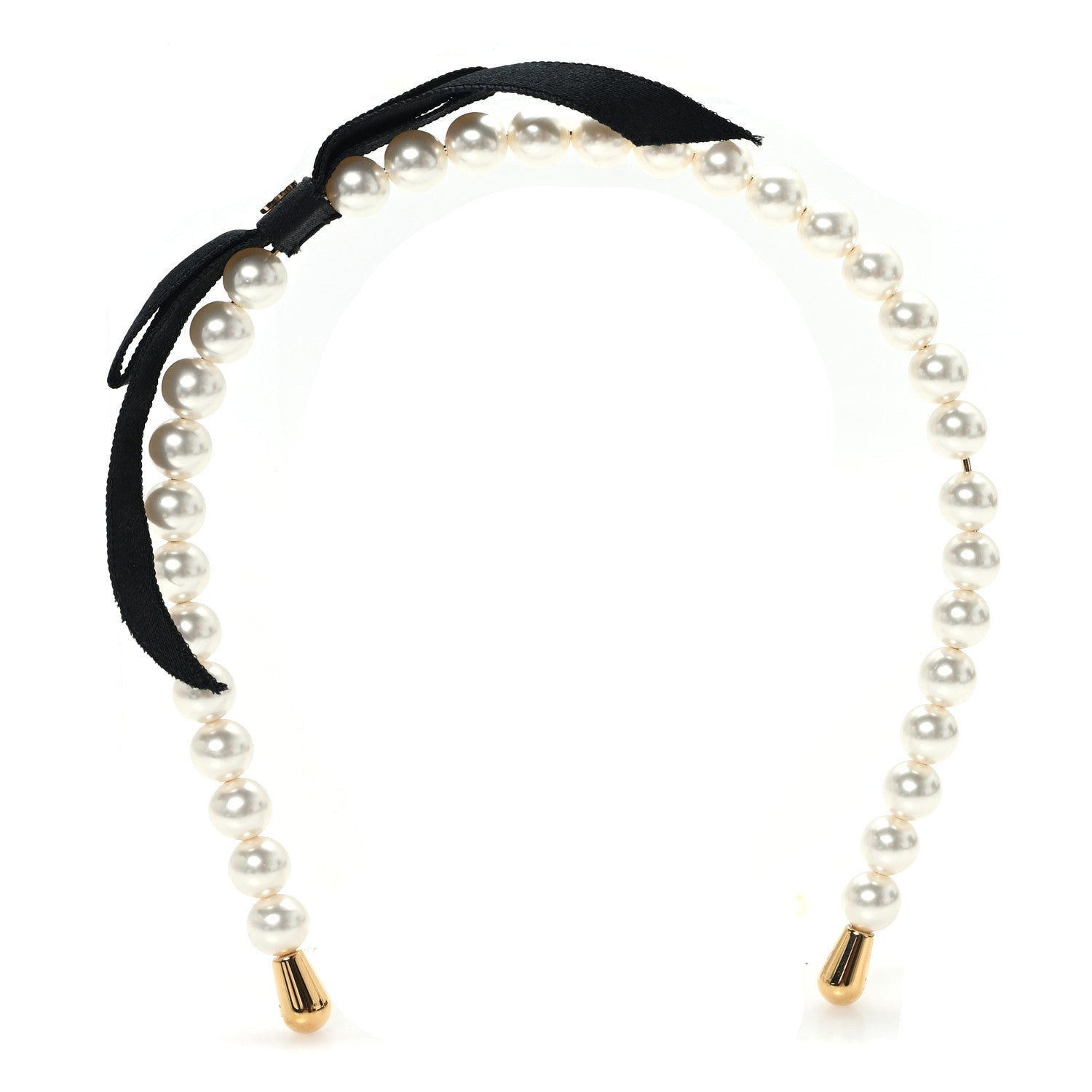 Chanel Pearl CC Headband White Gold Black 1 of 6