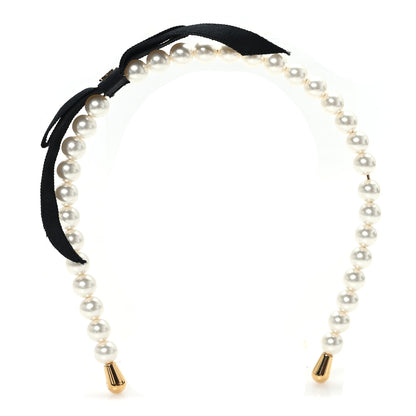 Chanel Pearl CC Headband White Gold Black 1 of 6