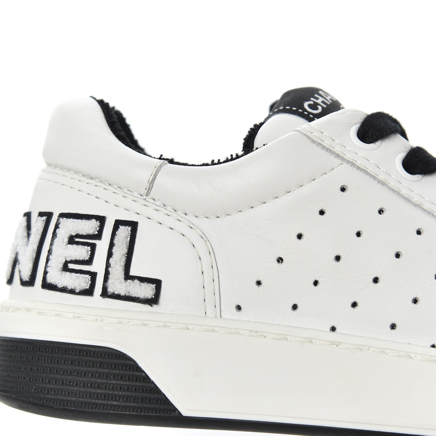 Calfskin Womens Logo Sneakers 35 Black White