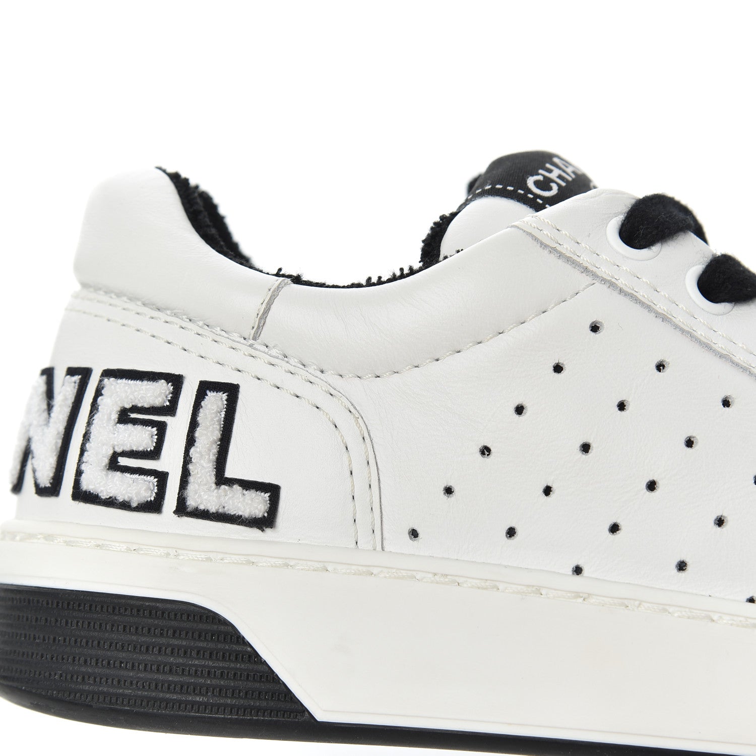 Chanel Calfskin Womens Logo Sneakers 35 Black White 13 of 18