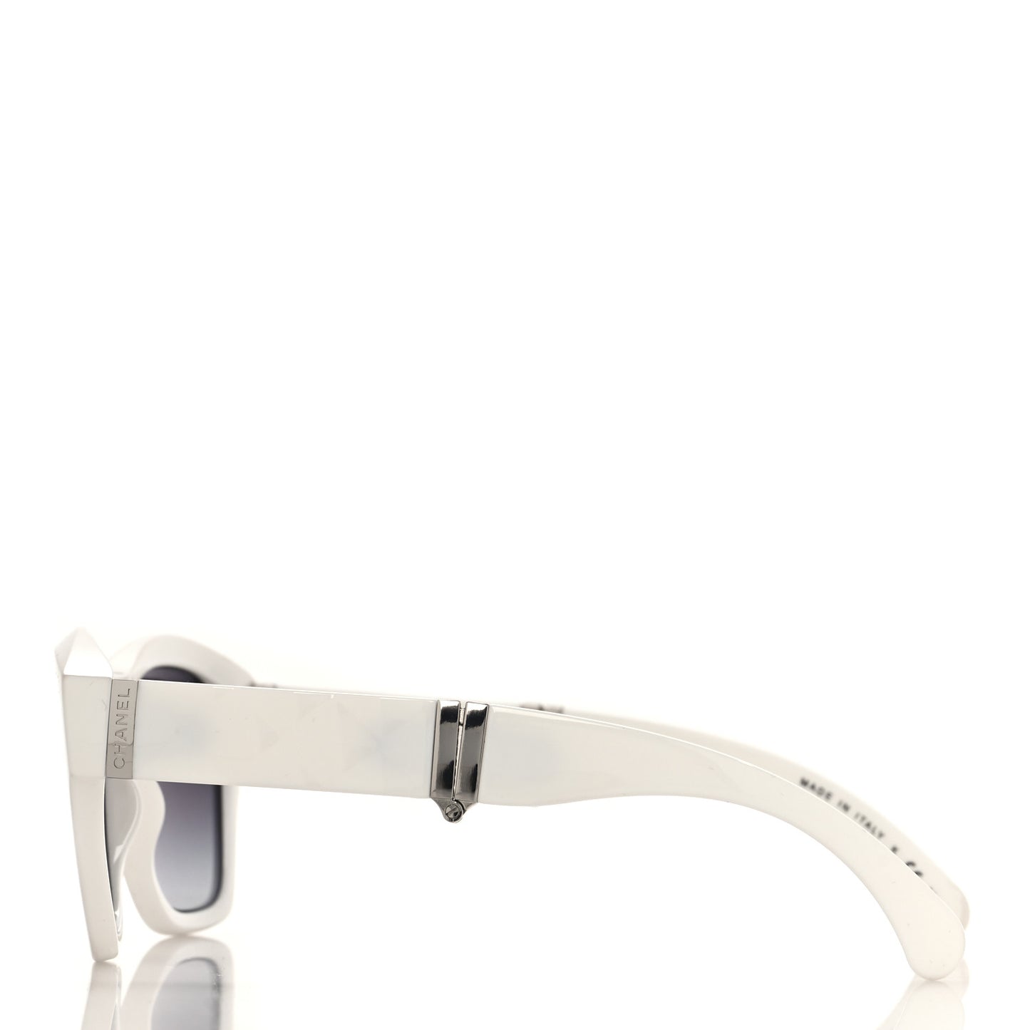 Acetate Metal Crystal Square Folding Sunglasses 6055-B White