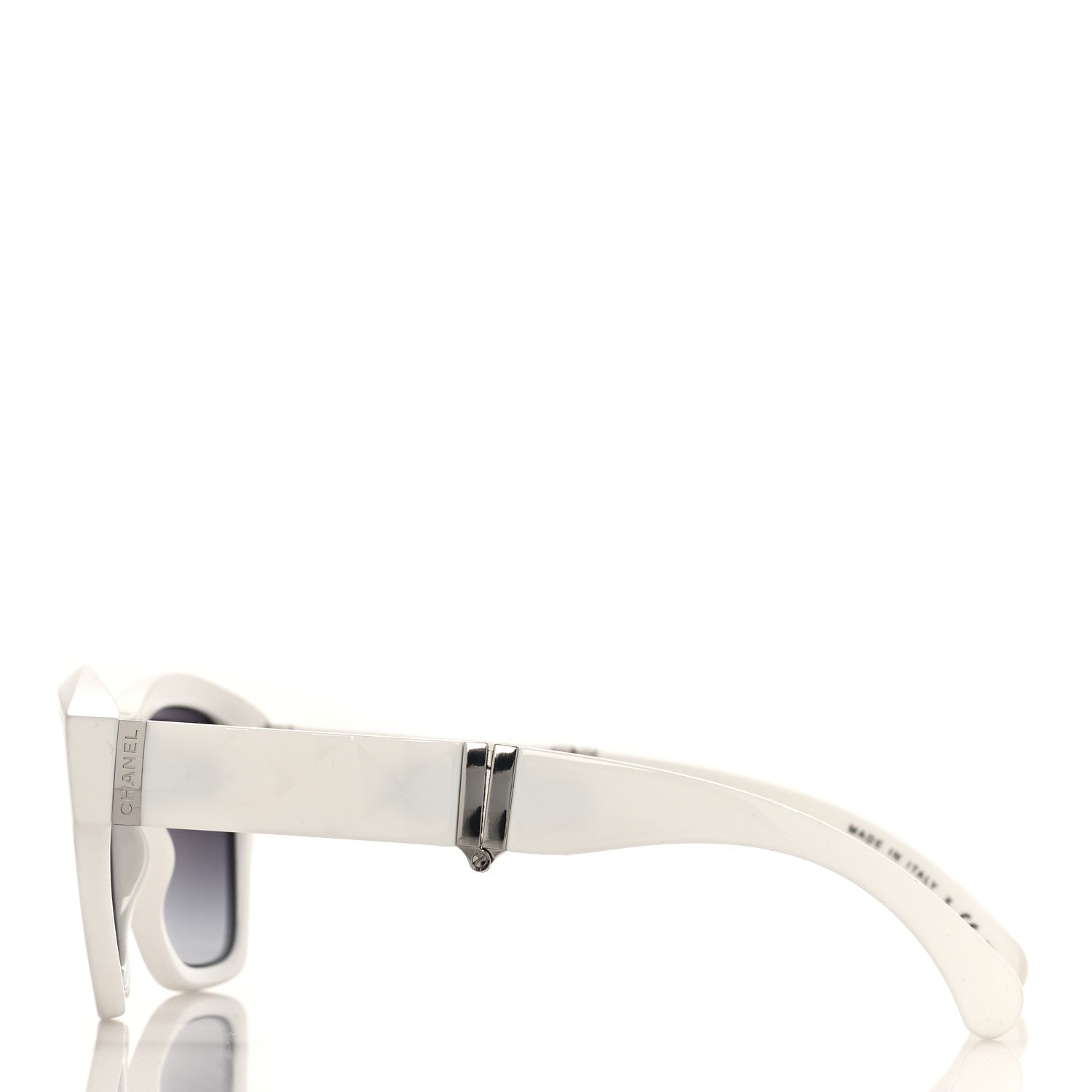 Chanel Acetate Metal Crystal Square Folding Sunglasses 6055-B White 3 of 8
