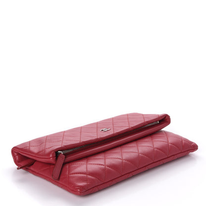 Chanel Lambskin Quilted CC Beauty Clutch Red 4 of 10