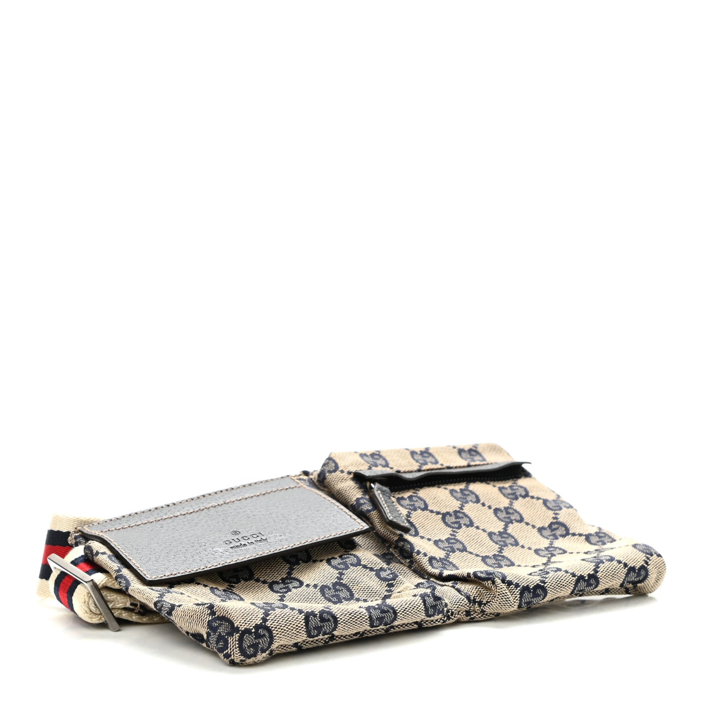 GG Monogram Web Double Pocket Belt Bag Navy