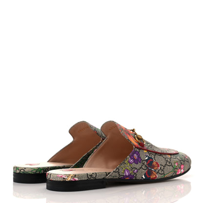 Gucci GG Supreme Monogram Flora Womens Princetown Slippers 39.5 Beige Ebony Multicolor Rosso 4 of 8