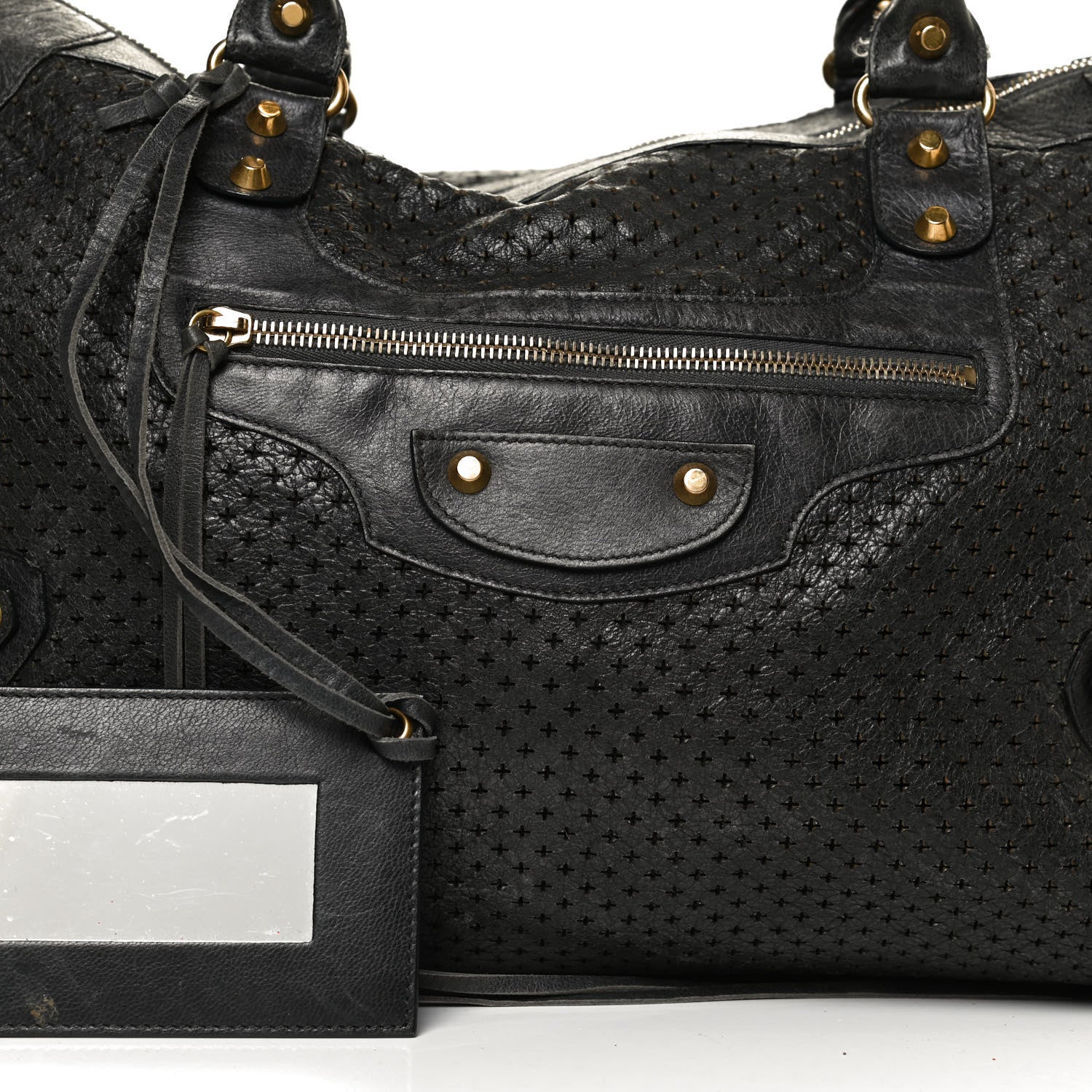 Balenciaga Agneau Laser Cut Cross Classic Gold Hardware Work Grey 7 of 13