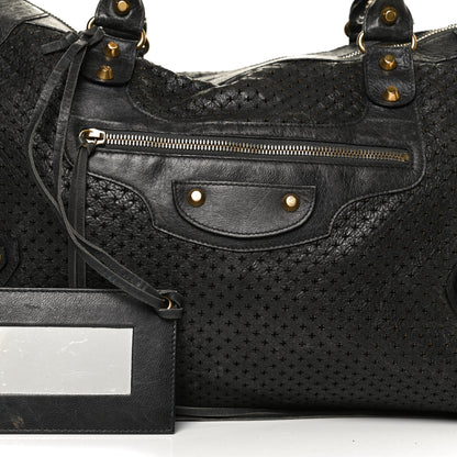 Balenciaga Agneau Laser Cut Cross Classic Gold Hardware Work Grey 7 of 13