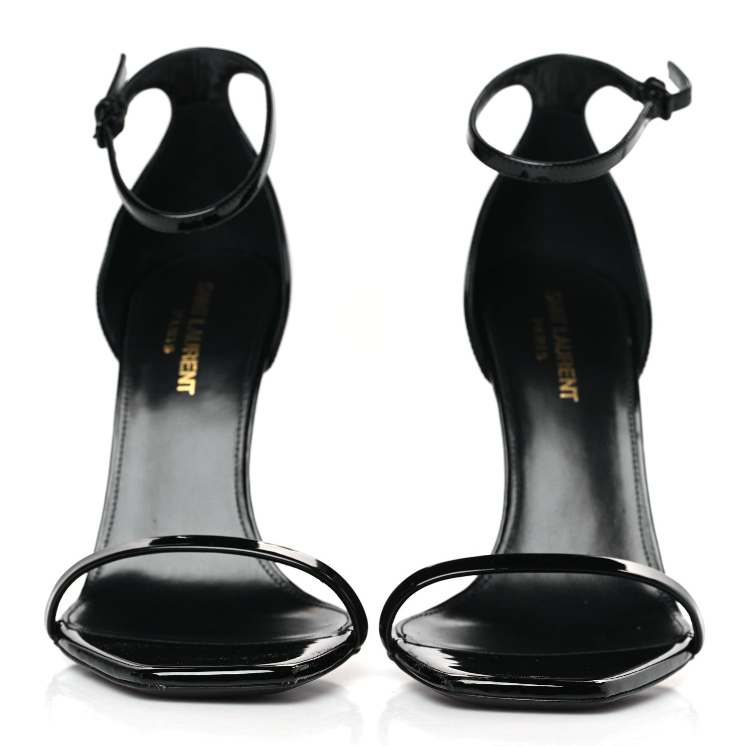 Saint Laurent Patent Calfskin Opyum 110 Sandals 39 Black Gold 2 of 10