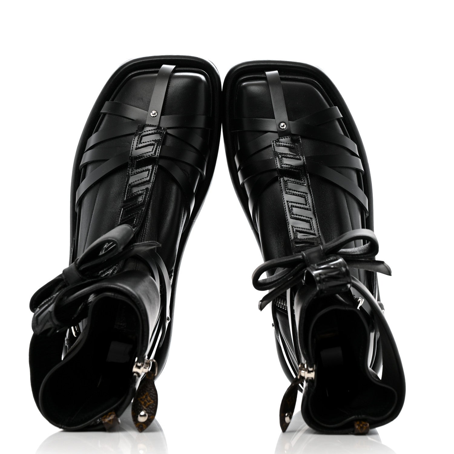 Louis Vuitton X FORNASETTI Lambskin Calfskin Square Pillow Flat Ankle Boots 38 Black 2 of 9